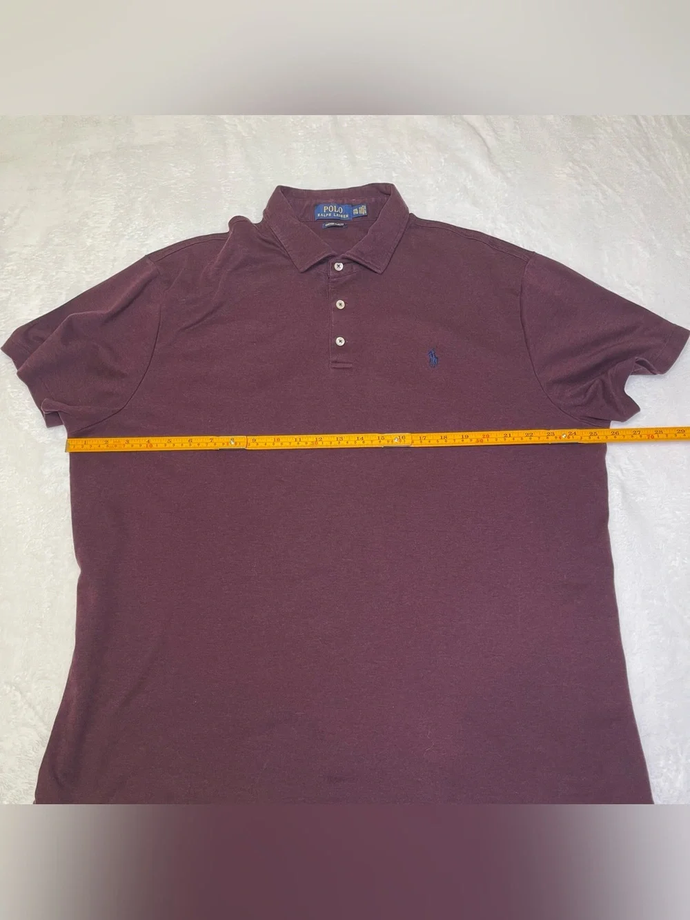 Ralph Lauren Men’s XXL Custom Slim Fit Polo Shirt Deep Burgundy Navy Pony